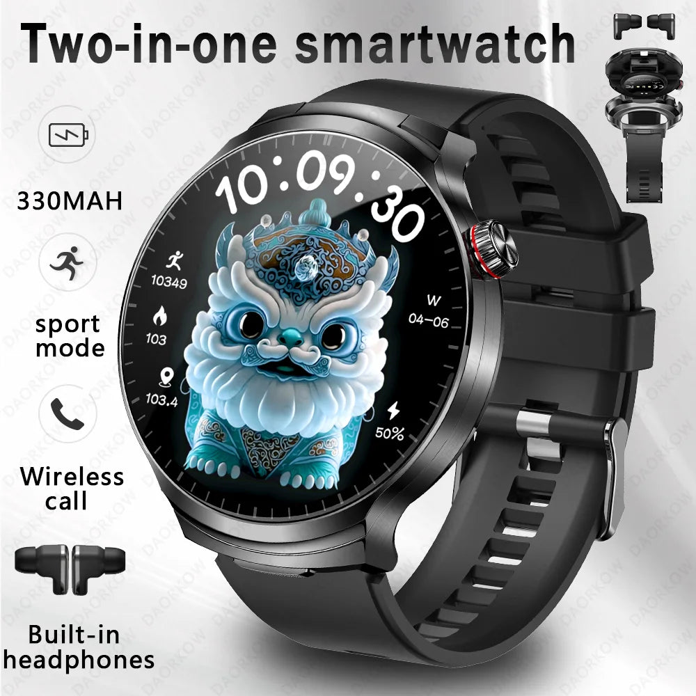A NEW Smart Watch TWS 2-in-1 Headset Bluetooth Call Heart Rate Blood Pressure Health Monitoring Headphones Play Music Smartwatch