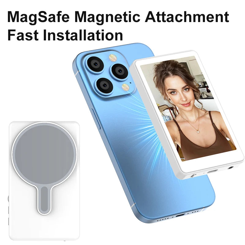 Vlog Selfie Monitor Screen Magnetic Phone Back Camera Monitor for Vlog Live Stream Compatible with iPhone & Android