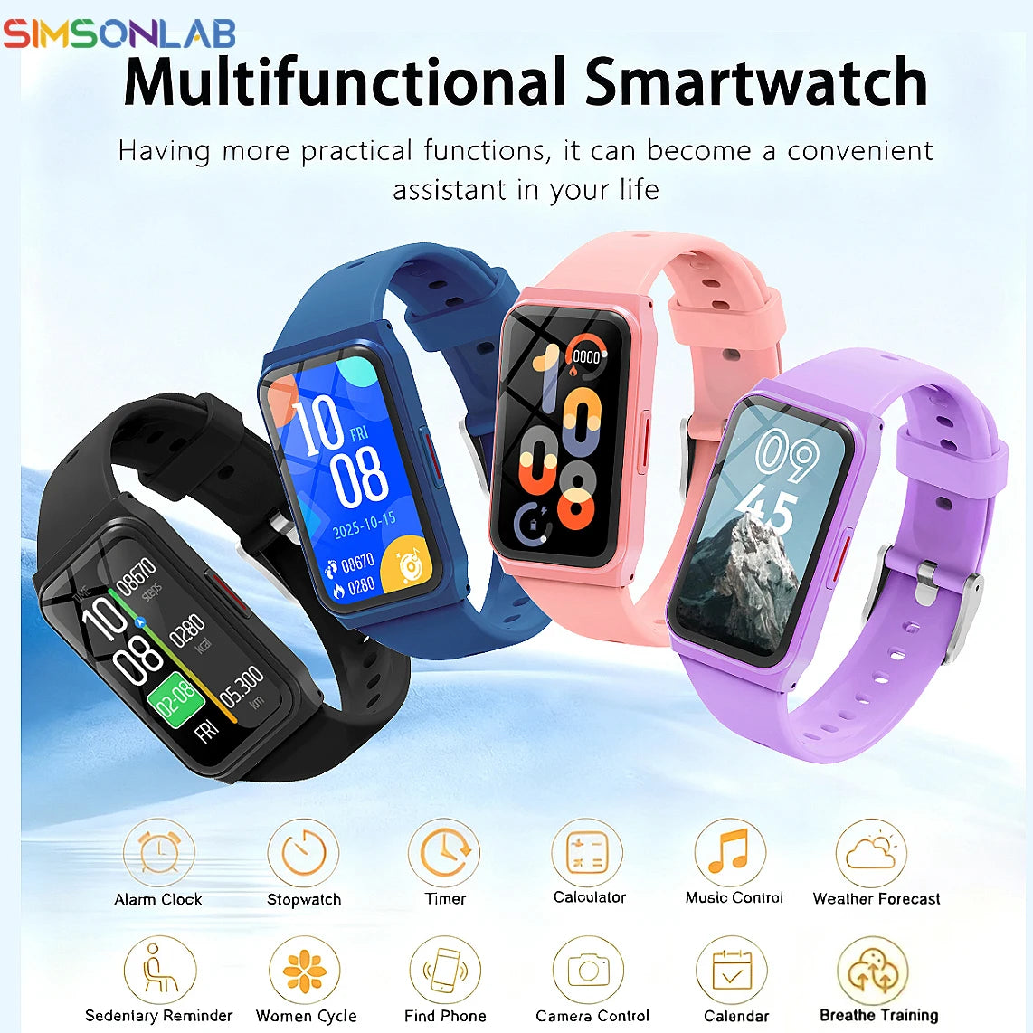 Smart Watch 1.45-inch Display Screen Lightweight Health&Sleep Monitoring Fitness Tracker For Android&IOS Men Women Smartwatch