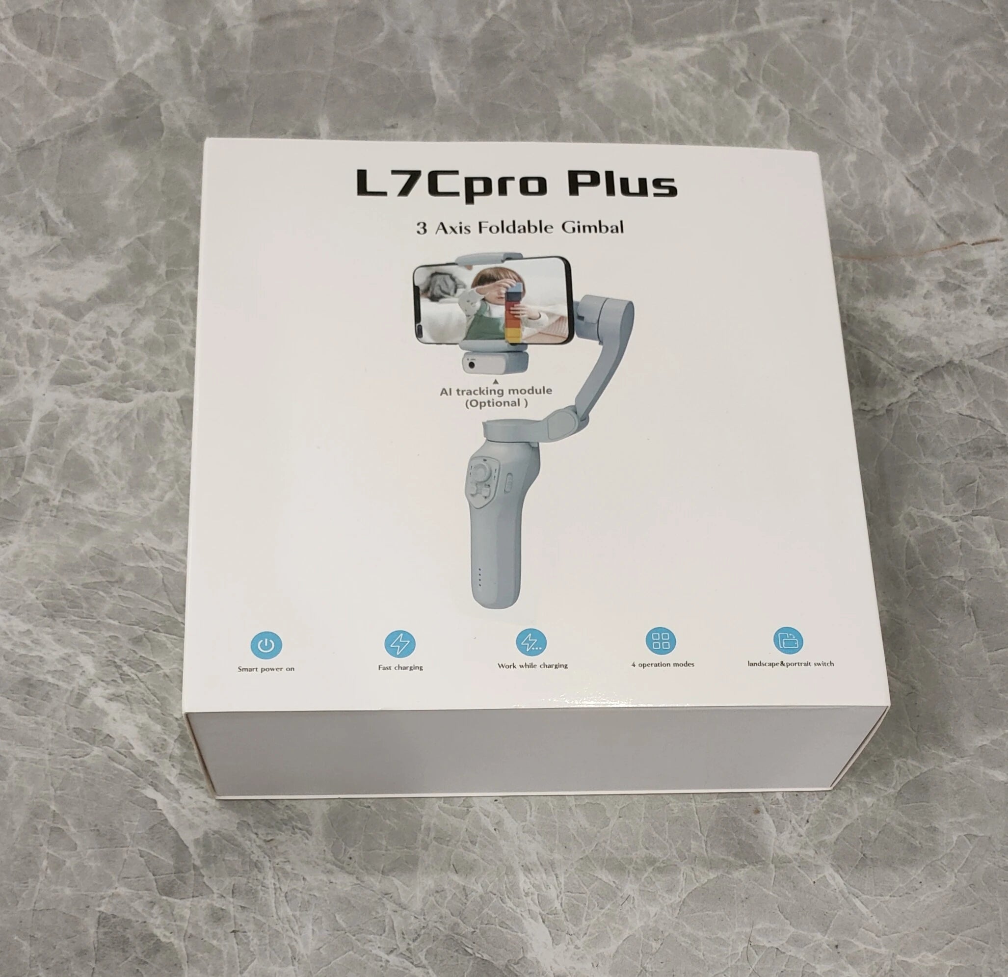 L7C Pro Plus  White Portable Gimbal Phone Stabilizer Automatic Adjustable Phone Dslr   Handheld Gimbal Stabilizer