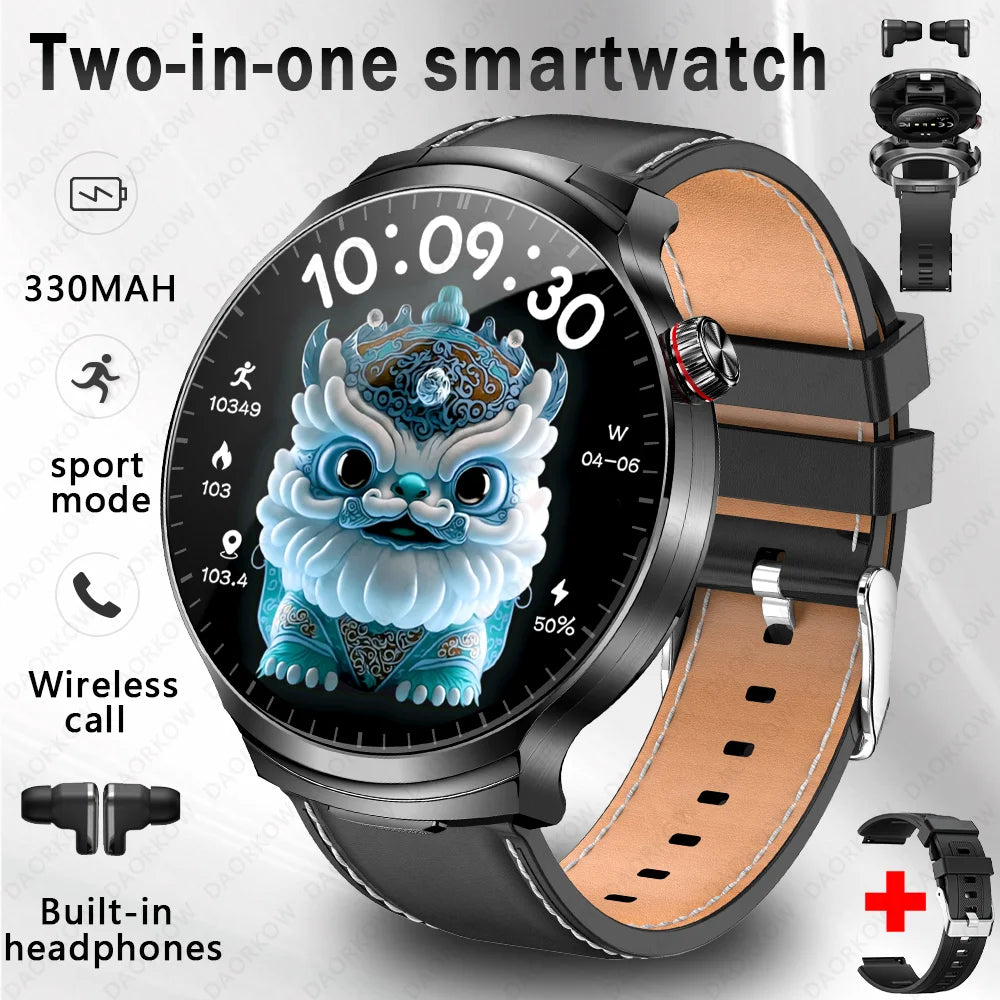 A NEW Smart Watch TWS 2-in-1 Headset Bluetooth Call Heart Rate Blood Pressure Health Monitoring Headphones Play Music Smartwatch