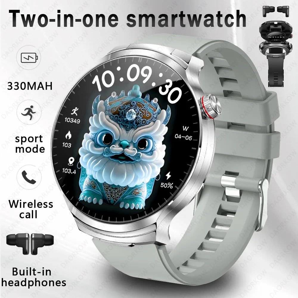 A NEW Smart Watch TWS 2-in-1 Headset Bluetooth Call Heart Rate Blood Pressure Health Monitoring Headphones Play Music Smartwatch