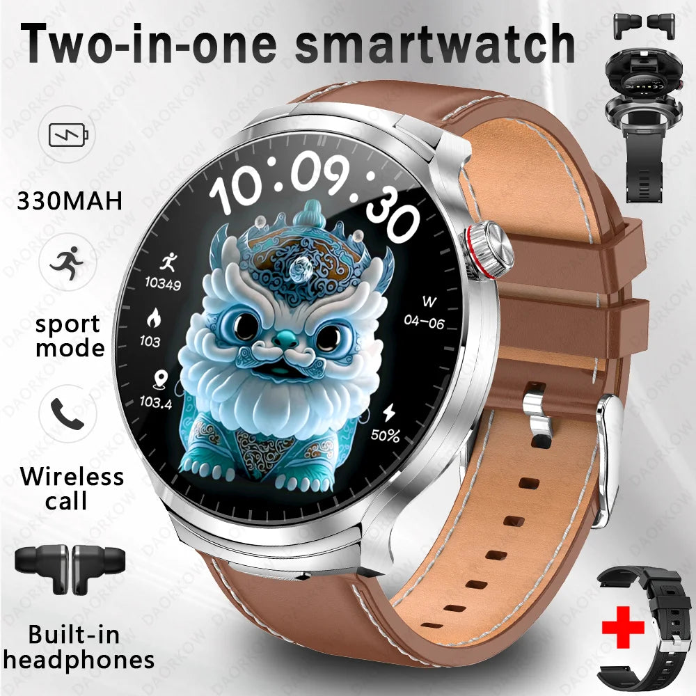 A NEW Smart Watch TWS 2-in-1 Headset Bluetooth Call Heart Rate Blood Pressure Health Monitoring Headphones Play Music Smartwatch