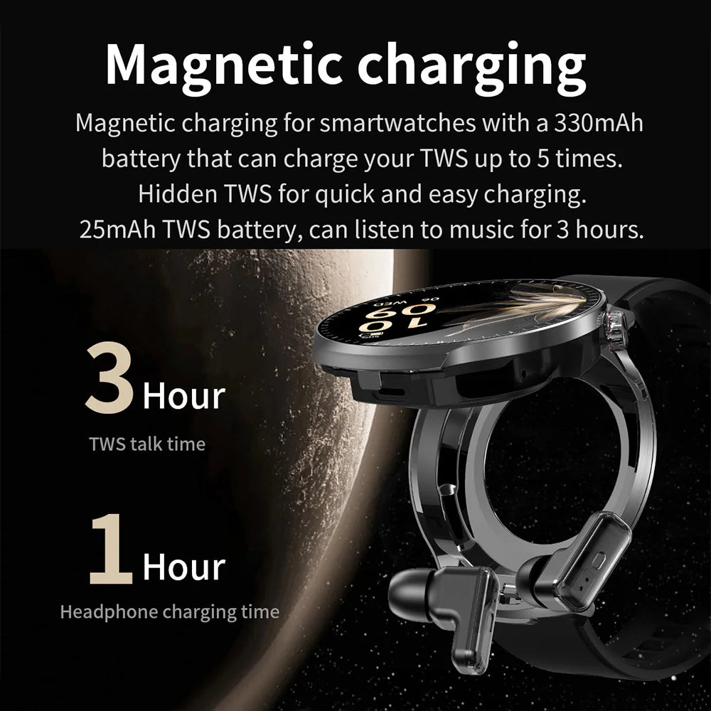 A NEW Smart Watch TWS 2-in-1 Headset Bluetooth Call Heart Rate Blood Pressure Health Monitoring Headphones Play Music Smartwatch