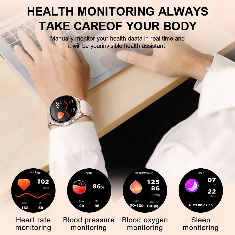 LIGE 2 In 1 TWS Headset Smart Watch 1.39" Earphones Music Smartwatch Women Men Sport Fitness Heart Rate Health Tracker Watches