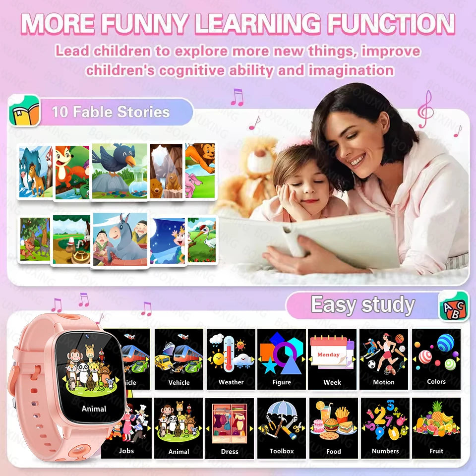 2026 New Smart Watch For Children HD Touch Screen Camera 26 Games Learn vocabulary Alarm Clock Calculator Birthday Gift Boy Girl