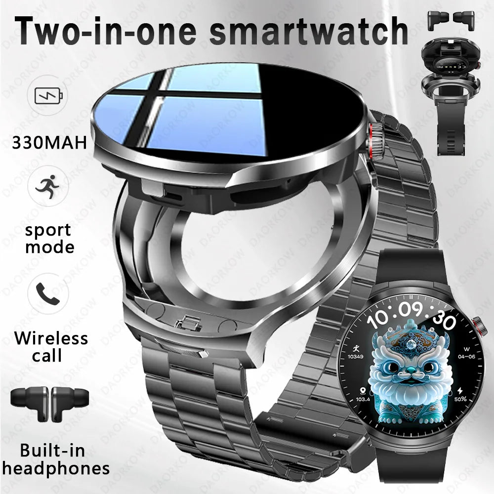 A NEW Smart Watch TWS 2-in-1 Headset Bluetooth Call Heart Rate Blood Pressure Health Monitoring Headphones Play Music Smartwatch