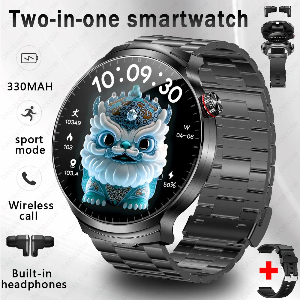 A NEW Smart Watch TWS 2-in-1 Headset Bluetooth Call Heart Rate Blood Pressure Health Monitoring Headphones Play Music Smartwatch