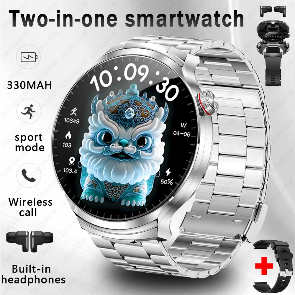 A NEW Smart Watch TWS 2-in-1 Headset Bluetooth Call Heart Rate Blood Pressure Health Monitoring Headphones Play Music Smartwatch